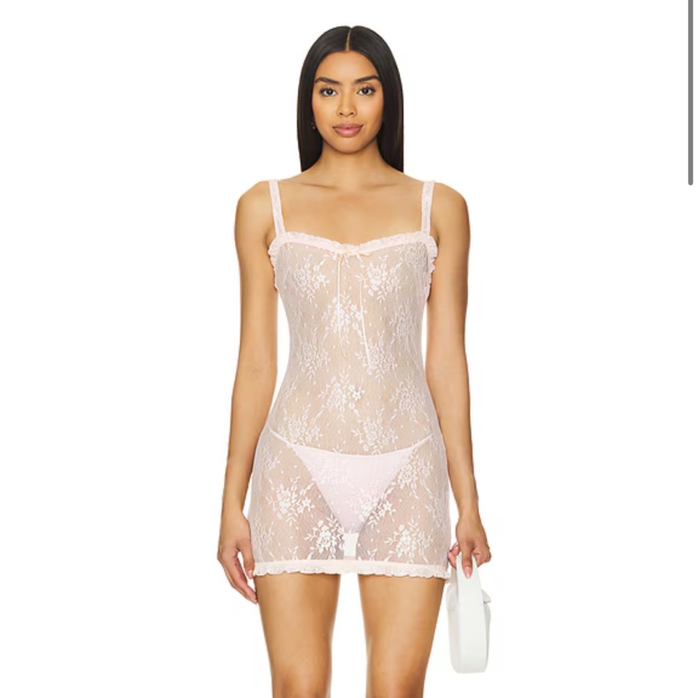 NWT REVOLVE X MORE TO COME "JODIE SHEER MINI DRES" IN BLUSH- XXS